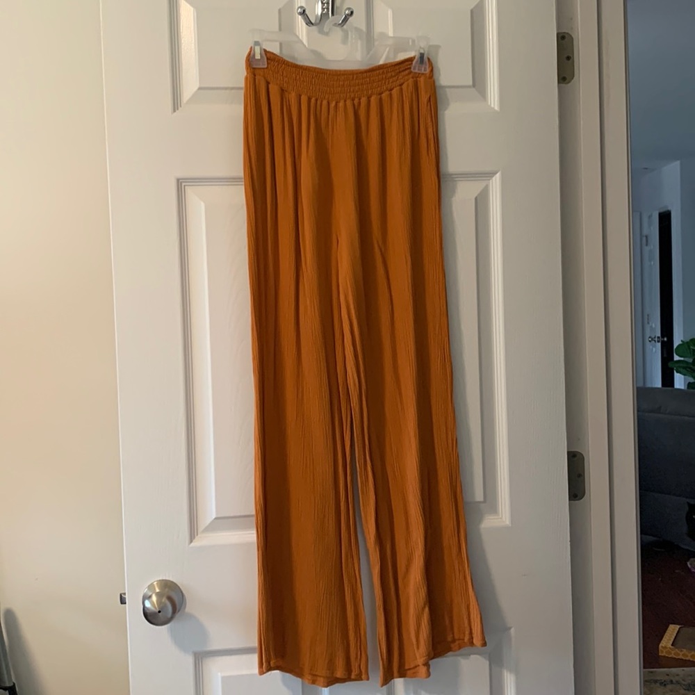 Forever 21 Long Flowy Yellow Pants